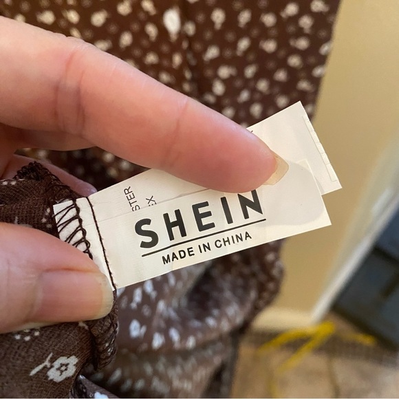 SHEIN Women Brown White Floral Button-Down Maxi Boho Dress Size Small - Picture 6 of 7